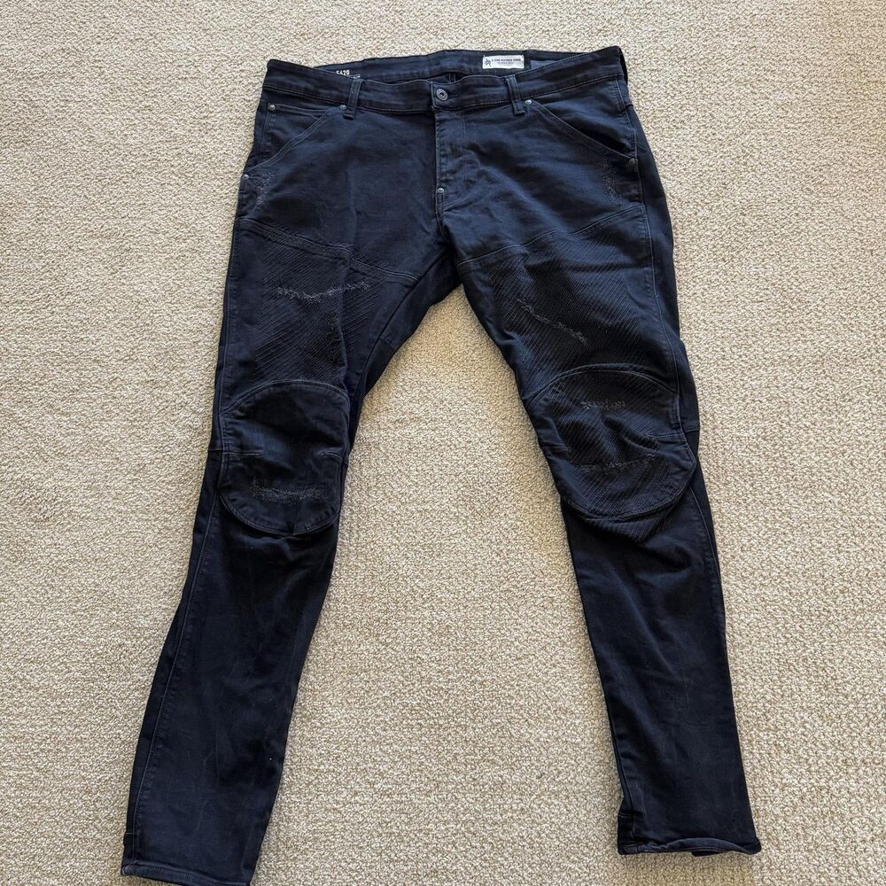 G-Star RAW 5620 3D Super Slim Skinny Jeans Mens 38x32 Black Restored Denim